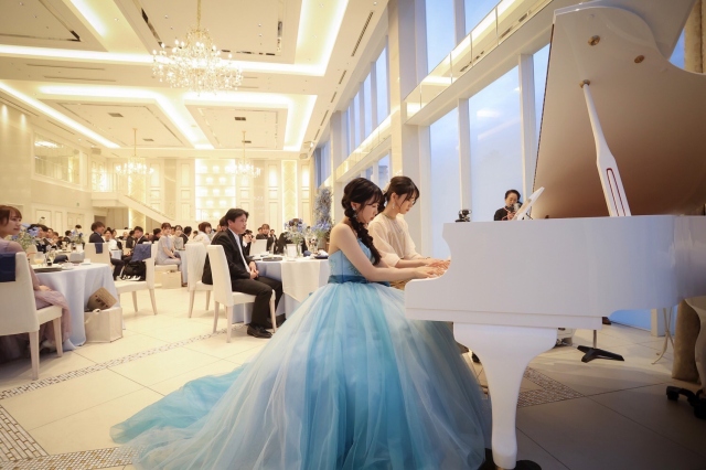結婚式でのピアノの連弾